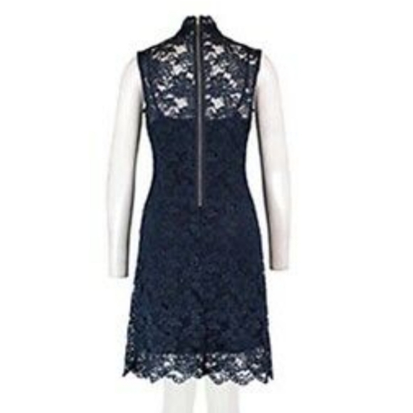 Cocktail Navy Lace Sleeveless Dress - Picture 3 of 5